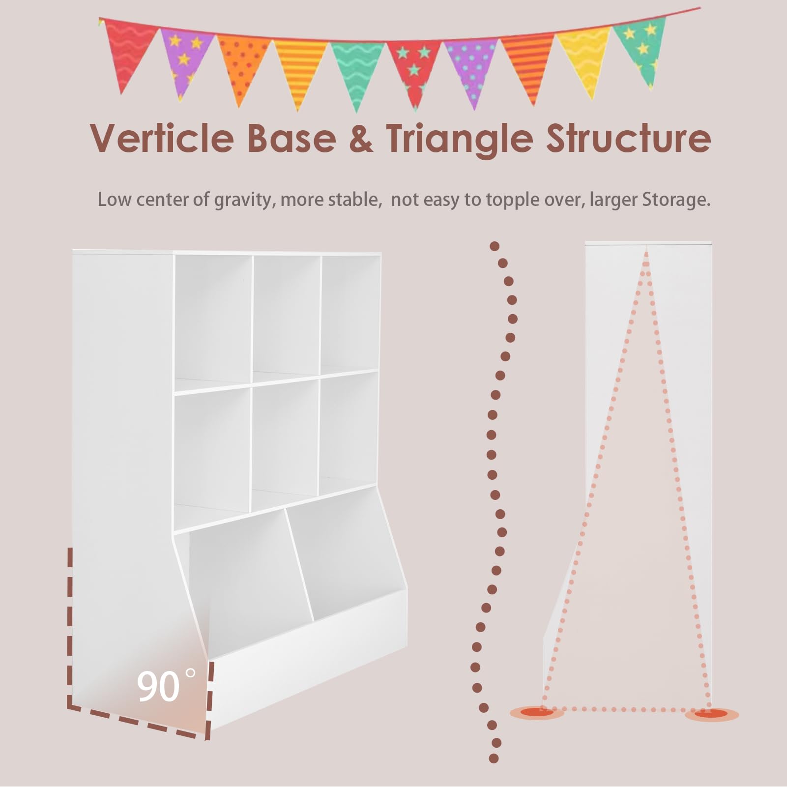 DINZI LVJ 8-Cubby Wooden Toy Storage Organizer & Kids Bookshelf - White 39.4