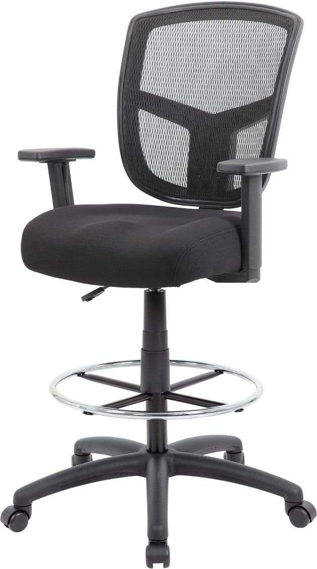Boss Contract Mesh Drafting Stool [B16021] - Adjustable Height Office Chair for Architects & Designers - Ergonomic Mesh Back Support for Home & Studio Workspaces
