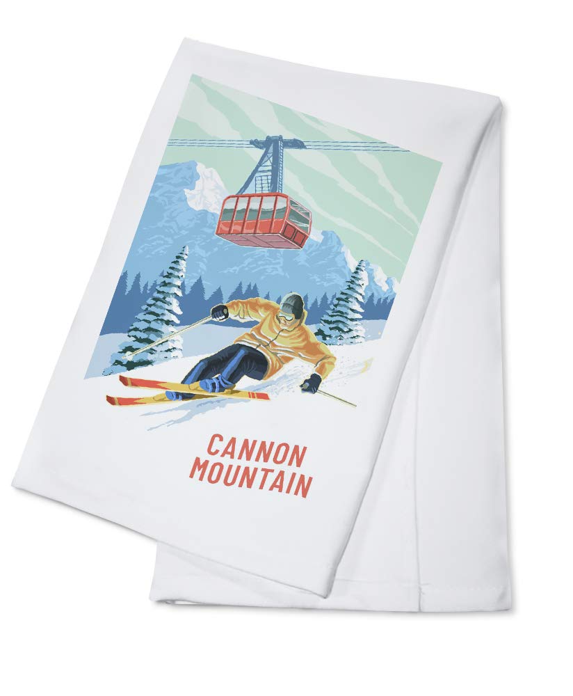 Franconia New Hampshire Cannon Mountain Downhill Skier Cotton Tea Towel - 100% Cotton Decorative Hand Towel for Kitchen, Bathroom & Home Decor - Perfect for Drying Dishes, Gift Giving & Cabin Decor