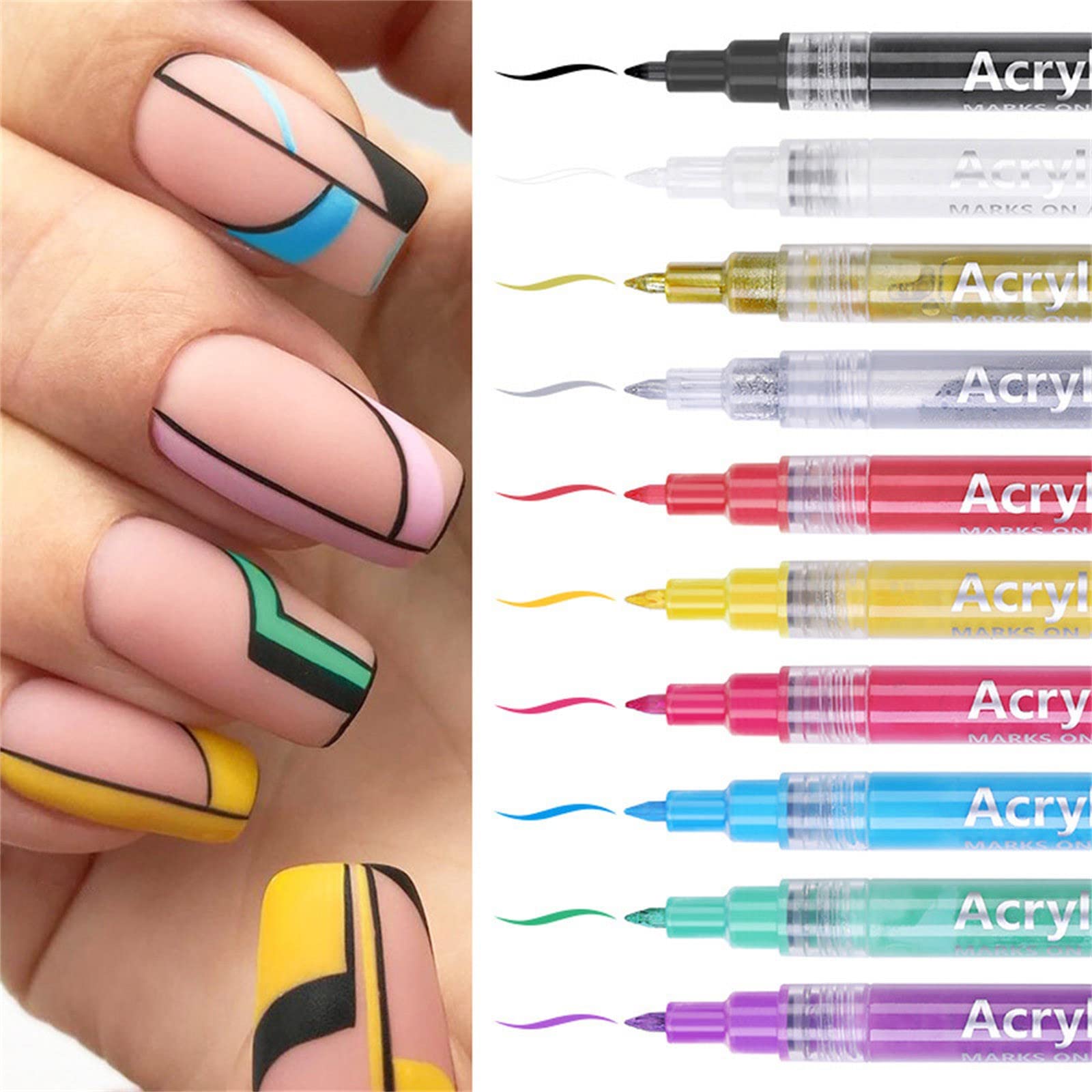 16Pcs 3D Waterproof Nail Art Pen Set - Quick Dry Nail Polish Graffiti Pens for DIY Abstract Lines & Designs, Portable Nail Painting Equipment (16 Colors, 2.5ml) - Perfect for Salon, Home Manicure & Nail Art Enthusiasts