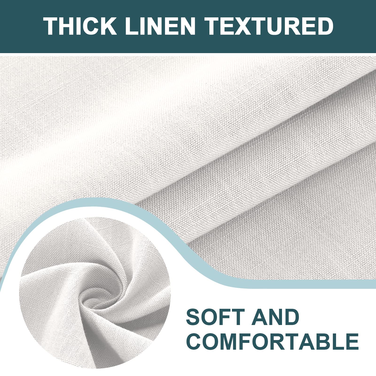 Premium Round Tablecloth 60 Inch - Wrinkle Resistant & Waterproof Washable Linen Fabric - Ivory White Table Cover for Kitchen, Dining Room, Outdoor Parties & Picnics