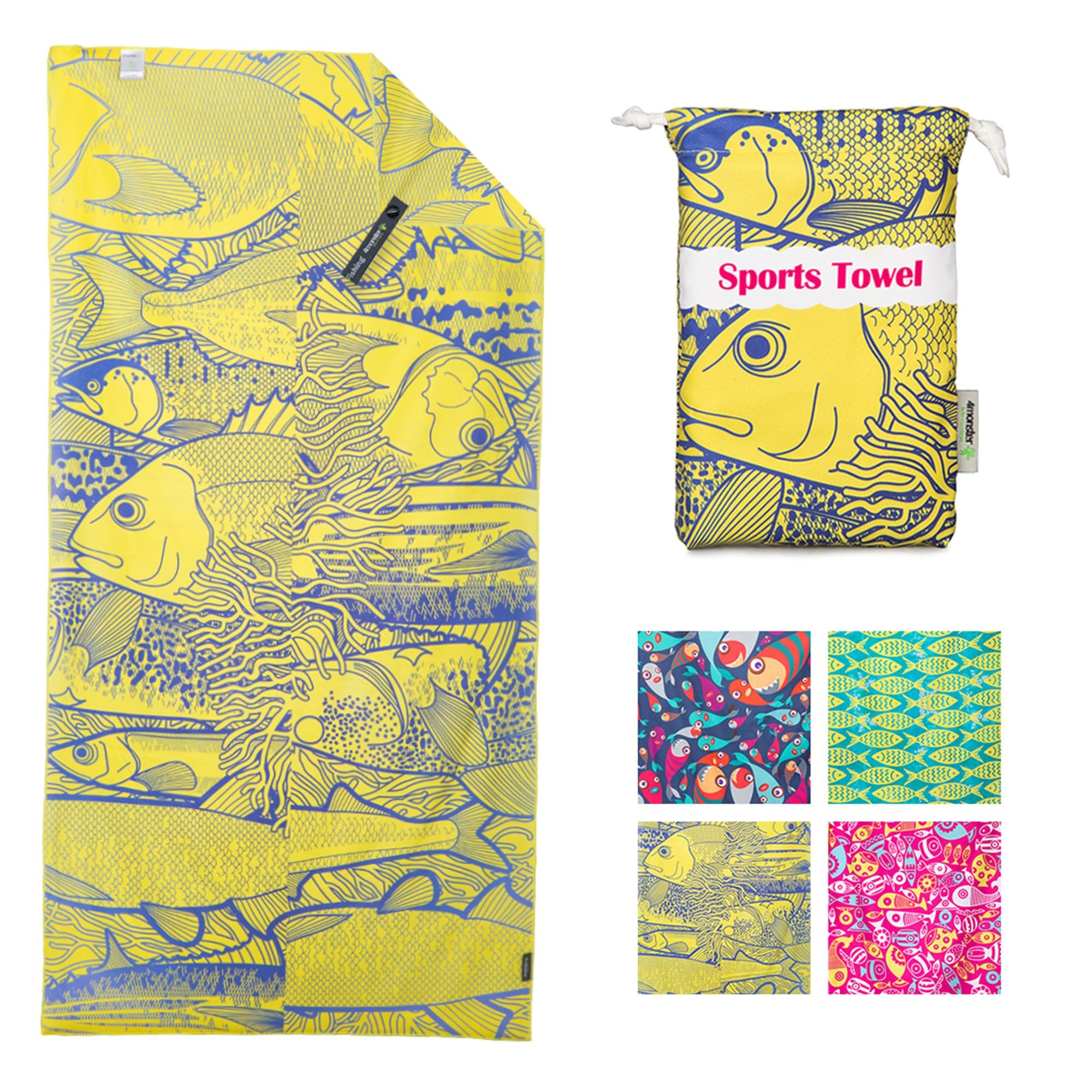 4Monster Microfiber Beach Towel - Quick Dry & Super Absorbent Lightweight Travel Towel for Swimming, Camping, Yoga, Gym - Sand Free & Compact for Pool, Beach, Water Sports & Backpacking - Perfect for Outdoor Adventures & Travel Essentials