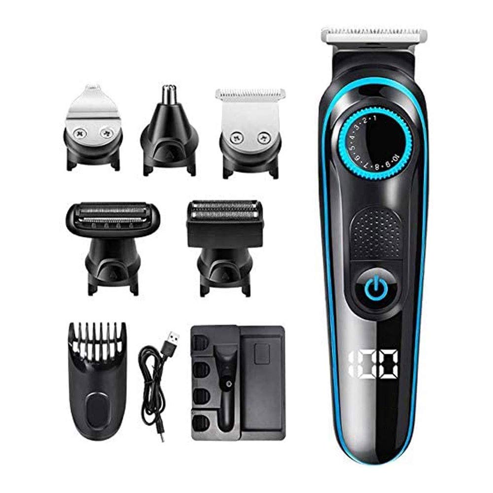 6-in-1 Rechargeable Waterproof IPX7 Electric Shaver for Men - Wet/Dry Rotary Shaving Razor with Pop-up Trimmer & Hair Clipper | Perfect for Travel, Gym & Daily Beard Grooming