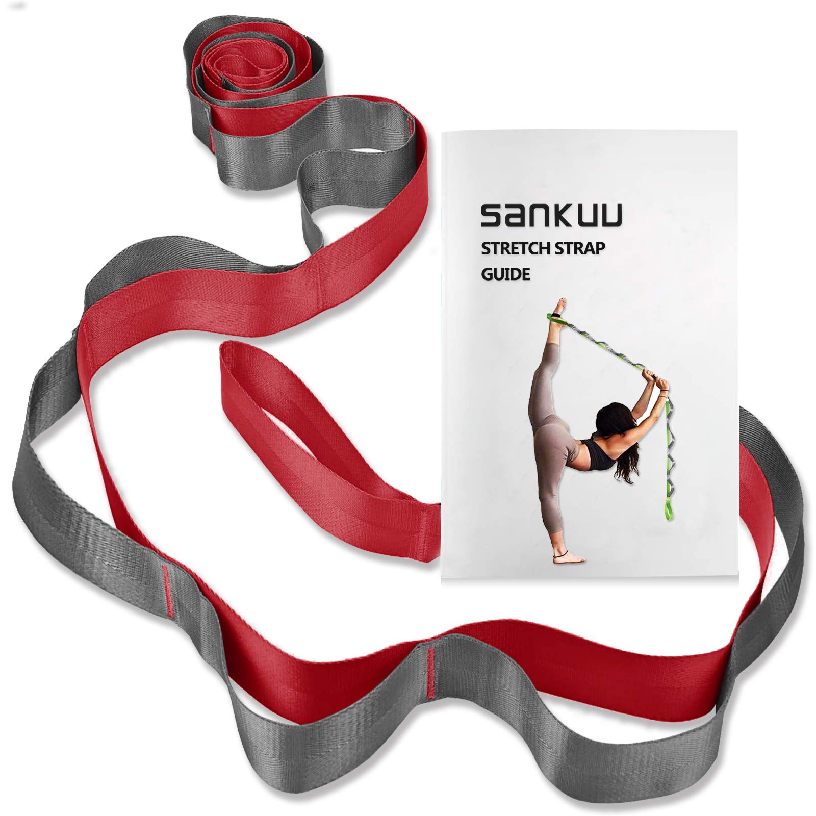 Premium SANKUU Yoga Stretching Straps with 12 Loops - Physical Therapy Exercise Bands for Pilates, Gymnastics & Workouts - Ideal for Home Gym, Yoga Studio & Physical Therapy Sessions (Men & Women)