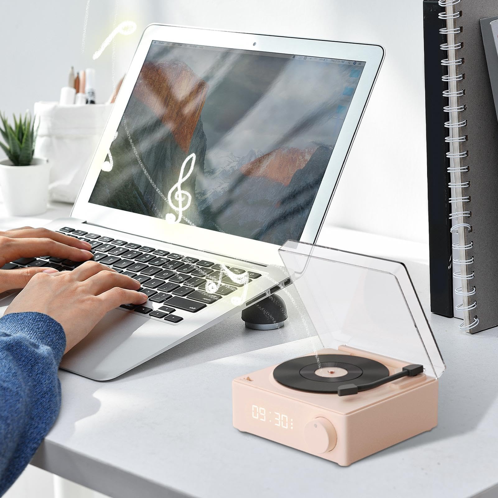 Wireless Travel Record Player with Speakers - Portable Turntable Smart Speaker for Outdoor Activities, Yard Parties, and Home Entertainment
