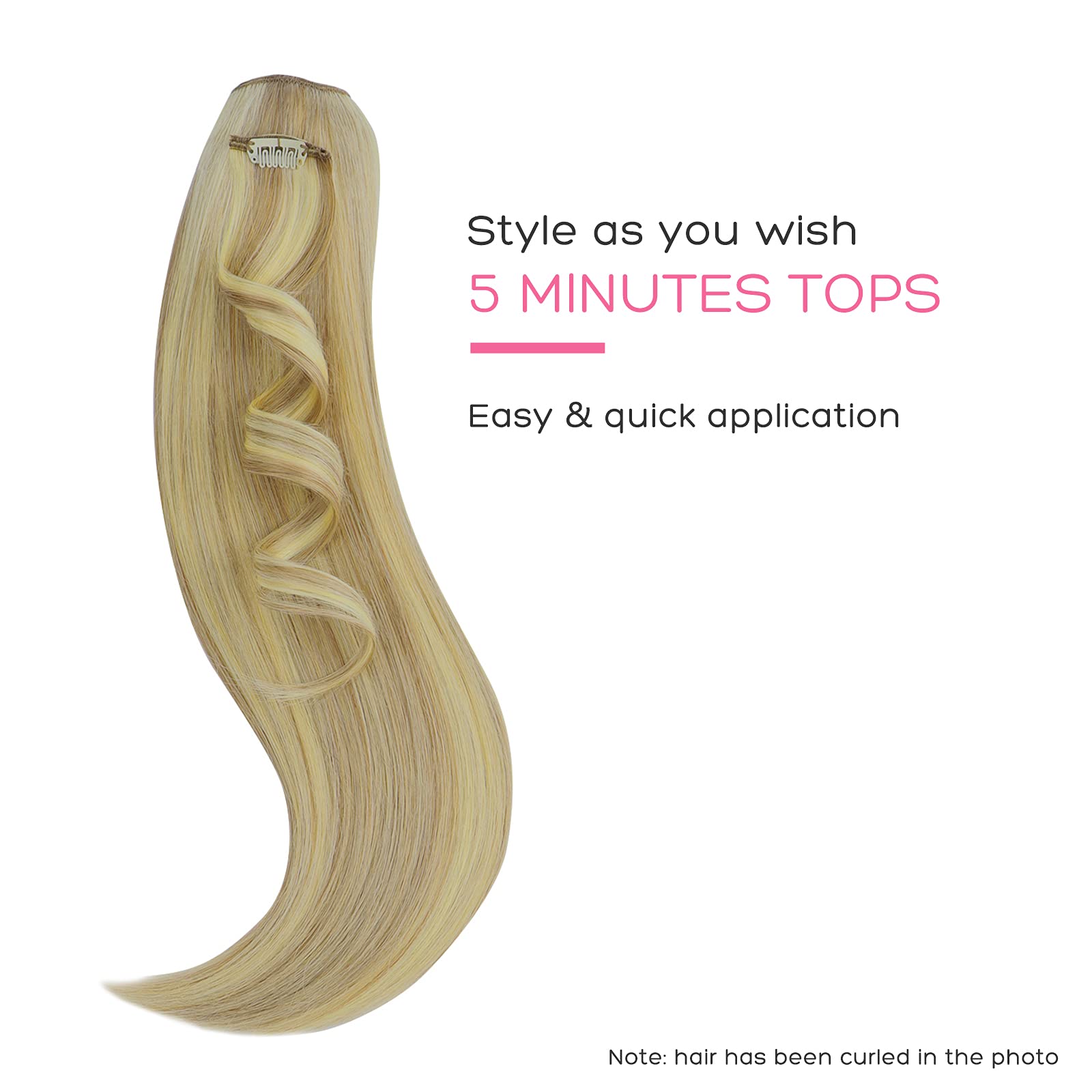 Marat Clip-In Human Hair Extensions 22 Inch 120g - Light Blonde Highlighted Golden Blonde Straight Hair Extensions for Women | Perfect for Parties, Weddings & Daily Styling