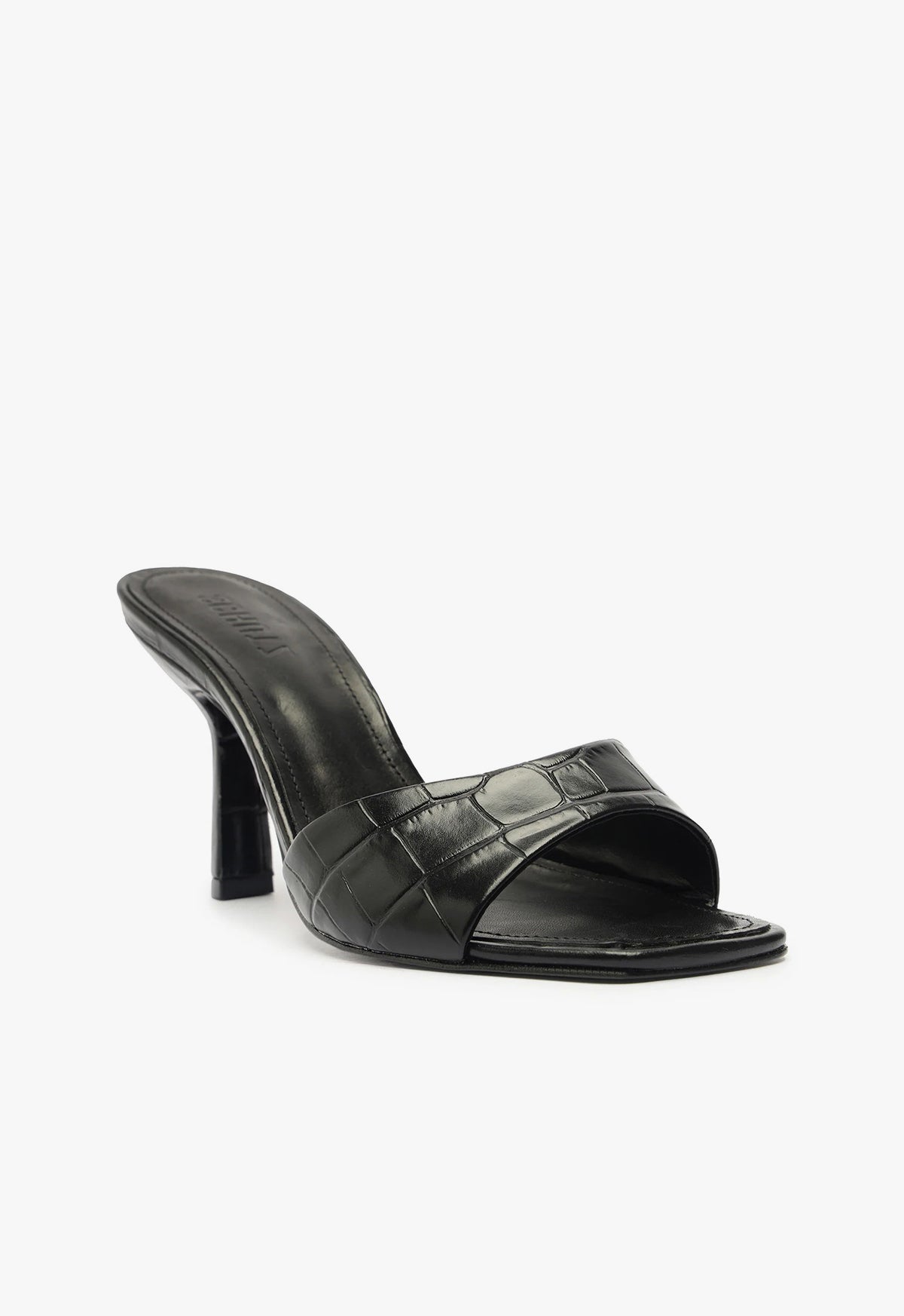 Posseni Women's Crocodile Embossed Leather Sandals with 2.4 Inch Mid Heel - Stylish & Comfortable for Summer Outings, Parties, and Office Wear
