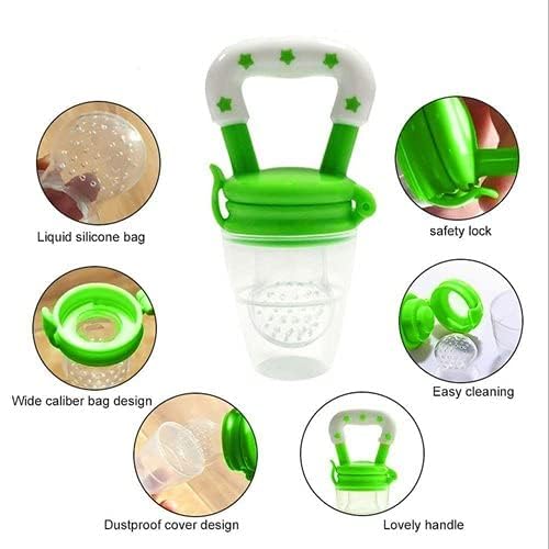 BPA-Free Silicone Baby Fruit Feeder & Teether with Extra Mesh - Soft Pacifier for Infants, Safe Chewable Food Nibbler for Babies (Green, Pack of 1) - Perfect for Introducing Solids & Soothing Teething Pain