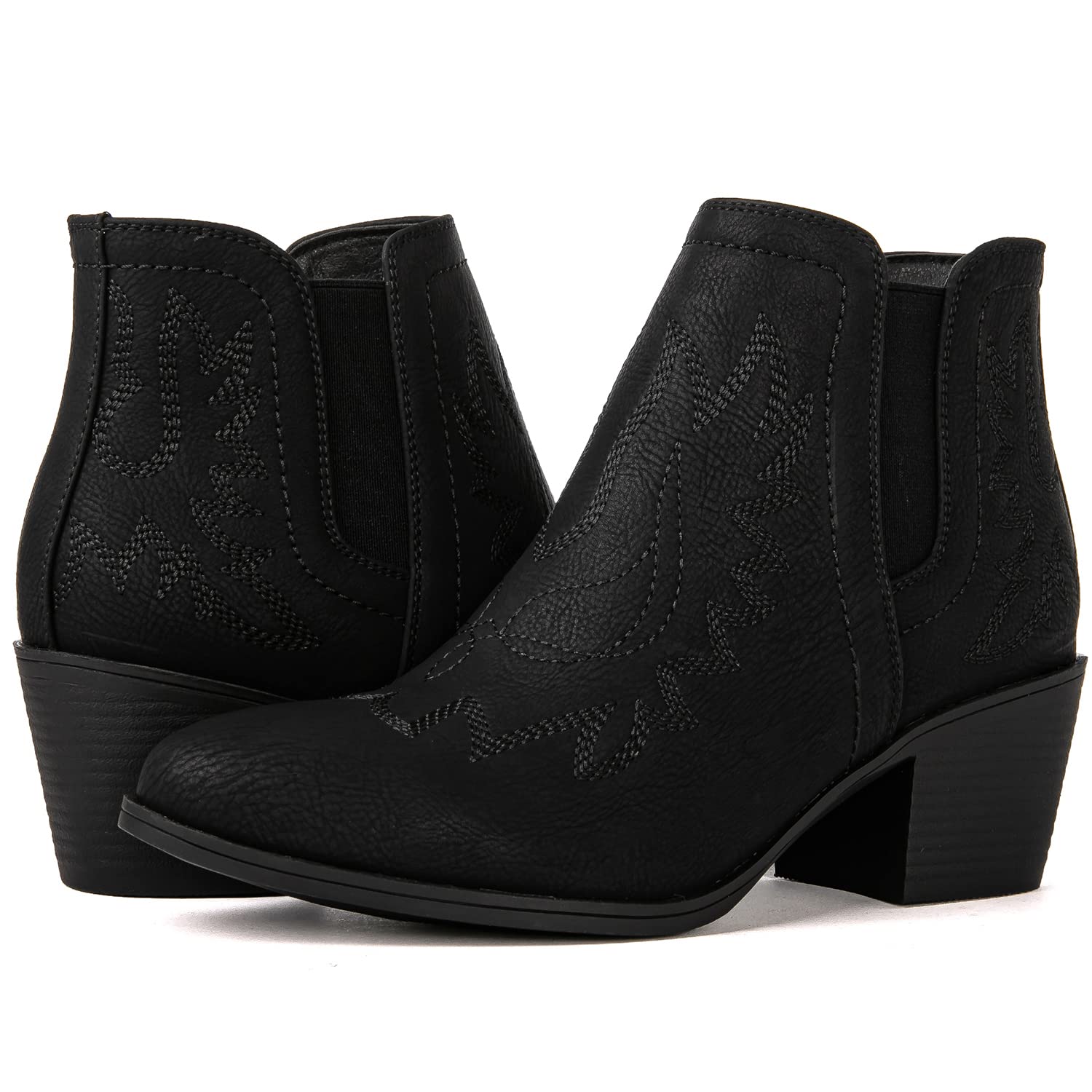 GLOBALWIN Women's Pull-On Ankle Boots - Western Cowboy Cowgirl Boots for Women | Comfortable & Stylish | Perfect for Country Dancing, Rodeo Events & Casual Outfits