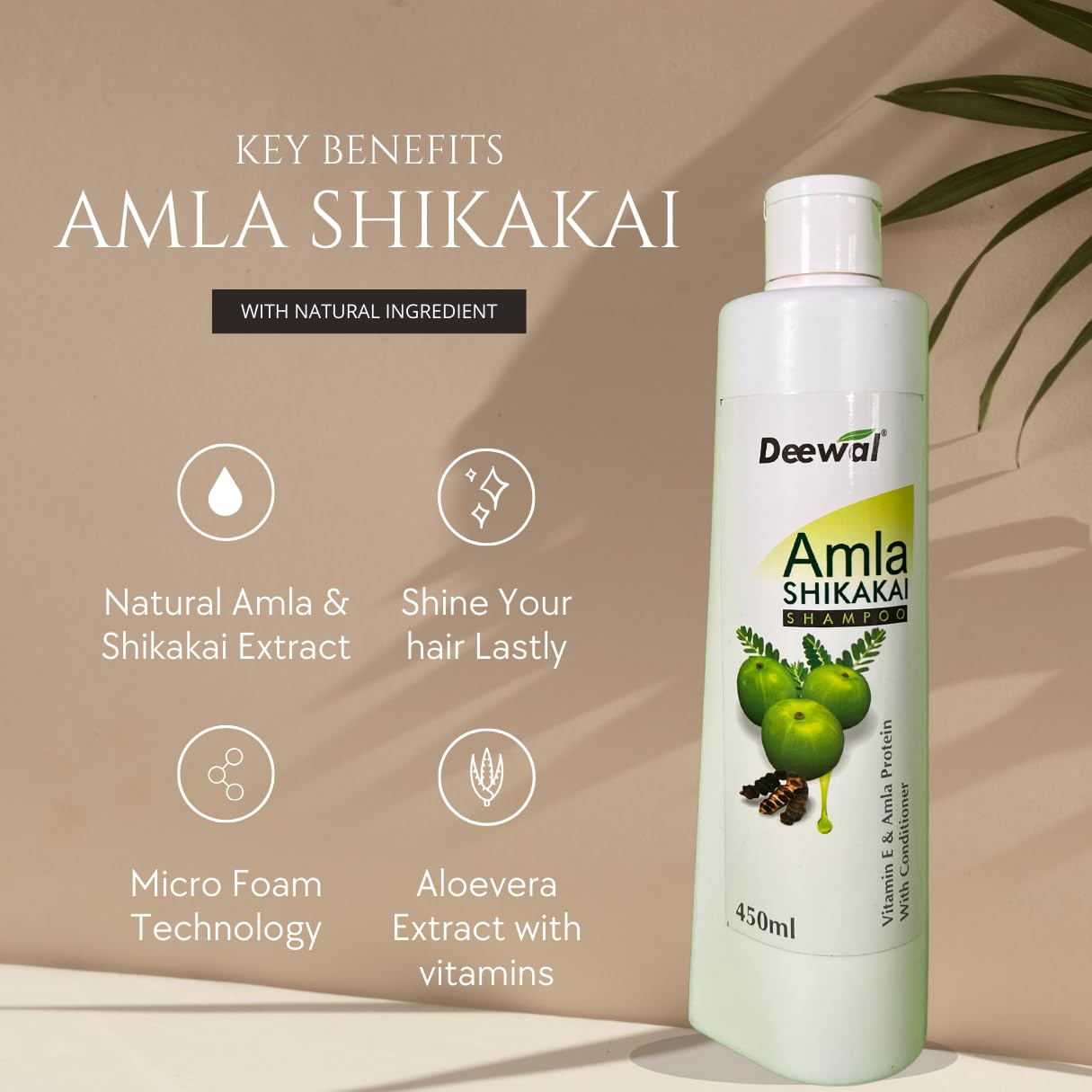 Deewal Amla Shikakai Shampoo for Men & Women - 450ml | Herbal Hair Care for Strong, Shiny Hair | Perfect for Daily Use & Scalp Nourishment