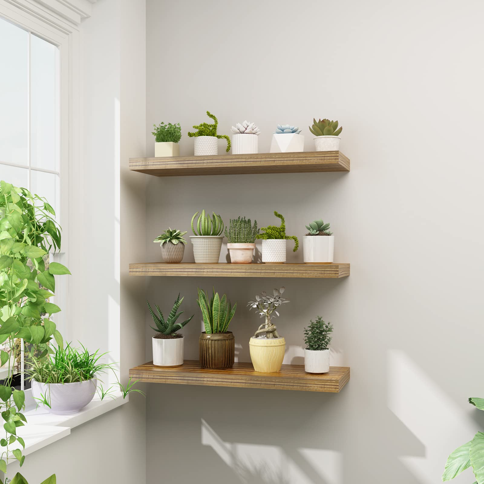 WELLAND 12 Inch Deep Floating Wall Shelves - Extra Wide 35.43