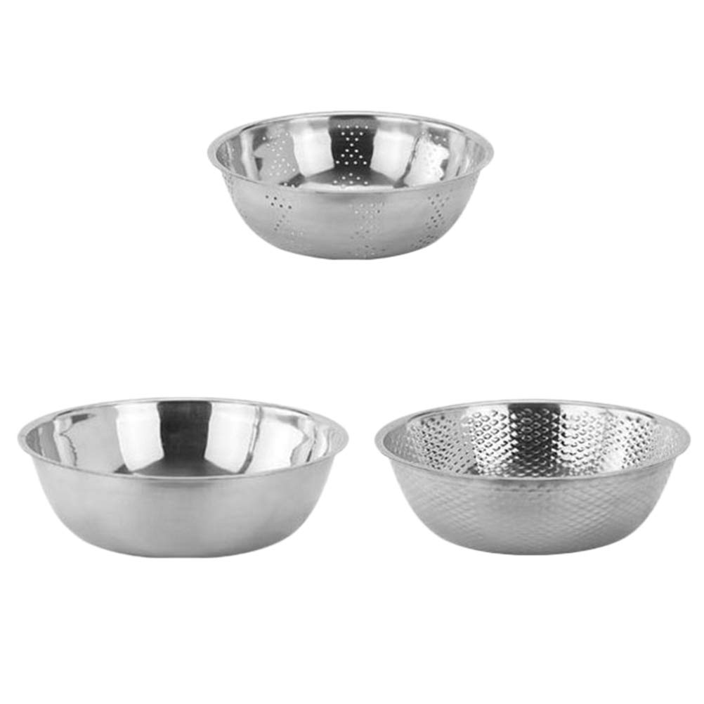 BESTONZON 3-Piece Stainless Steel Mixing Bowl Set - Perfect for Rice, Vegetables, Fruit & Meal Prep - Ideal for Kitchen, Cooking, Serving & Food Storage