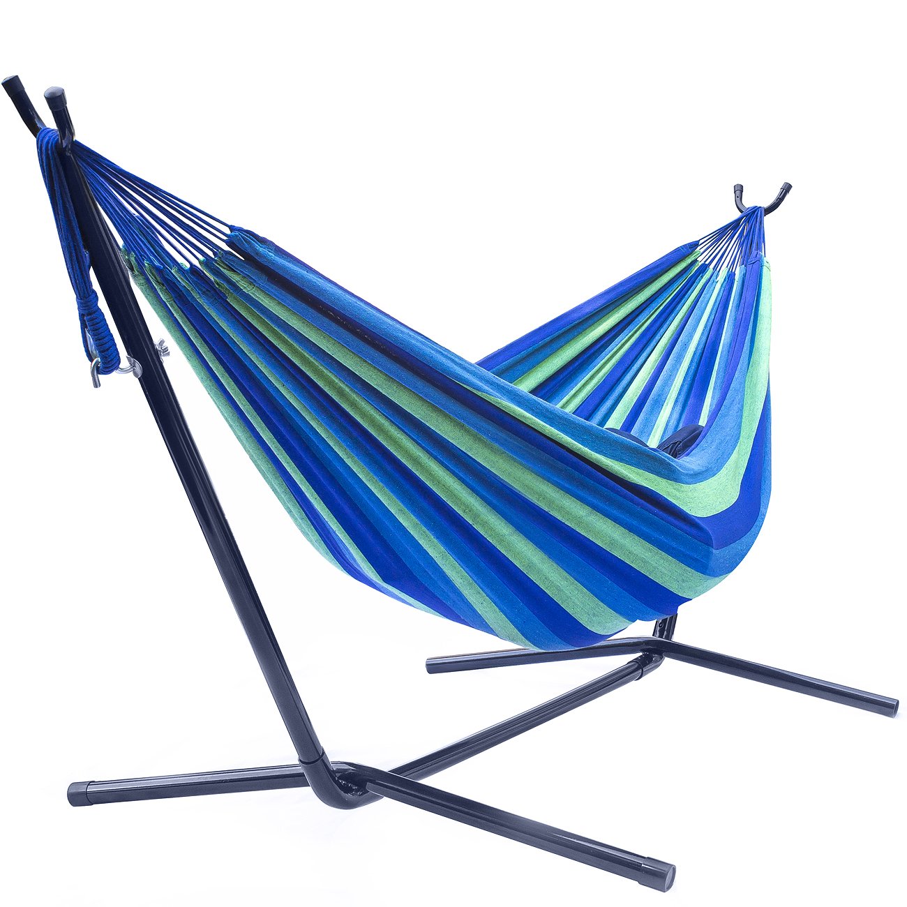 Premium 2-Person Cotton Blend Hammock with Steel Stand - 60