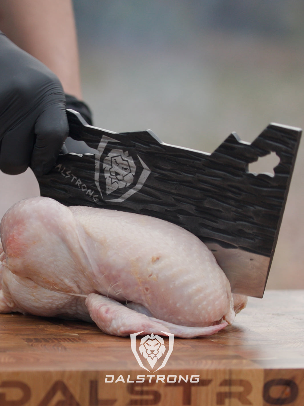 Dalstrong Obliterator Cleaver Knife - Premium Barbarian Series with Acacia Wood Stand - Perfect for Butchering, Meat Processing & Outdoor Cooking