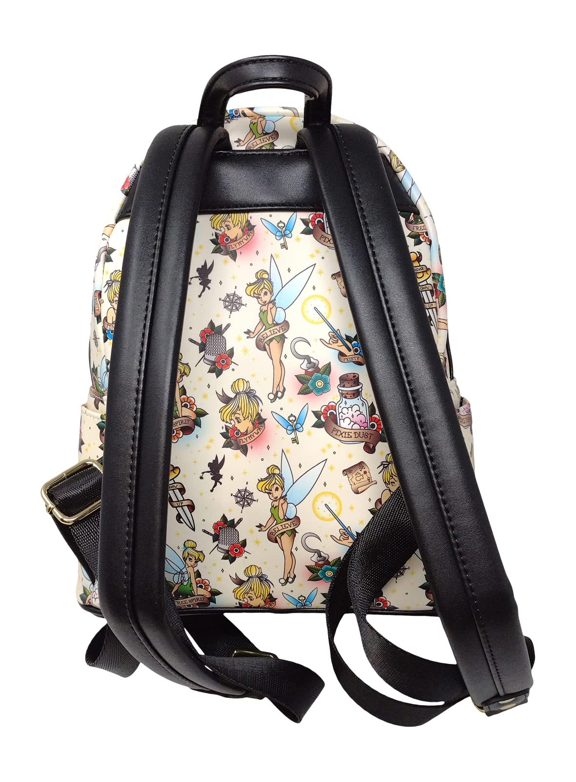 Loungefly Disney Peter Pan Tinkerbell Tattoo Print Women's Crossbody Bag - Fairy-Inspired Double Strap Shoulder Purse for Disney Fans, Cosplay & Everyday Use