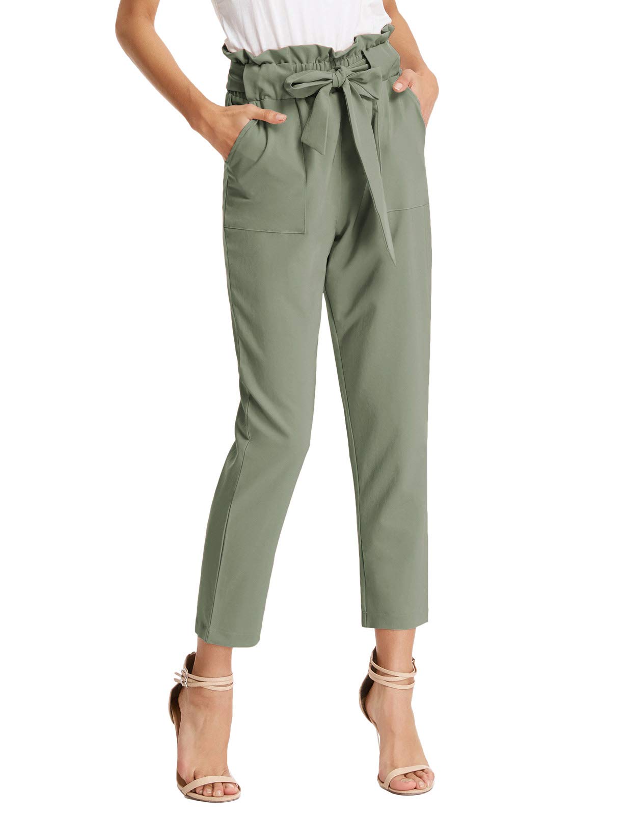 GRACE KARIN Women's High Waisted Paper Bag Pants - Slim Fit Office Pencil Pants for Work & Casual Wear | Perfect for Business Attire, Date Night & Everyday Outfits