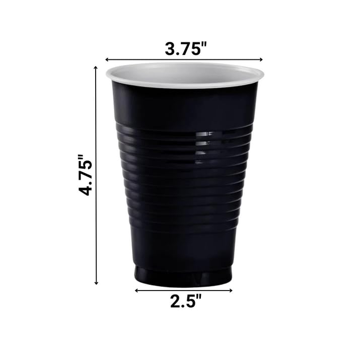 Hanna K. Signature 18 oz Black Plastic Cups - Durable & Stylish for Parties, Picnics, and Outdoor Events