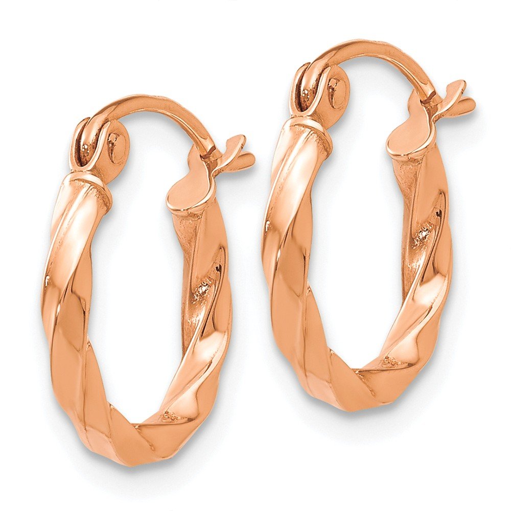 14K Rose Gold Twisted Hoop Earrings for Women - Elegant Jewelry Gift for Her - Perfect for Weddings, Parties & Everyday Wear | Jewels By Lux