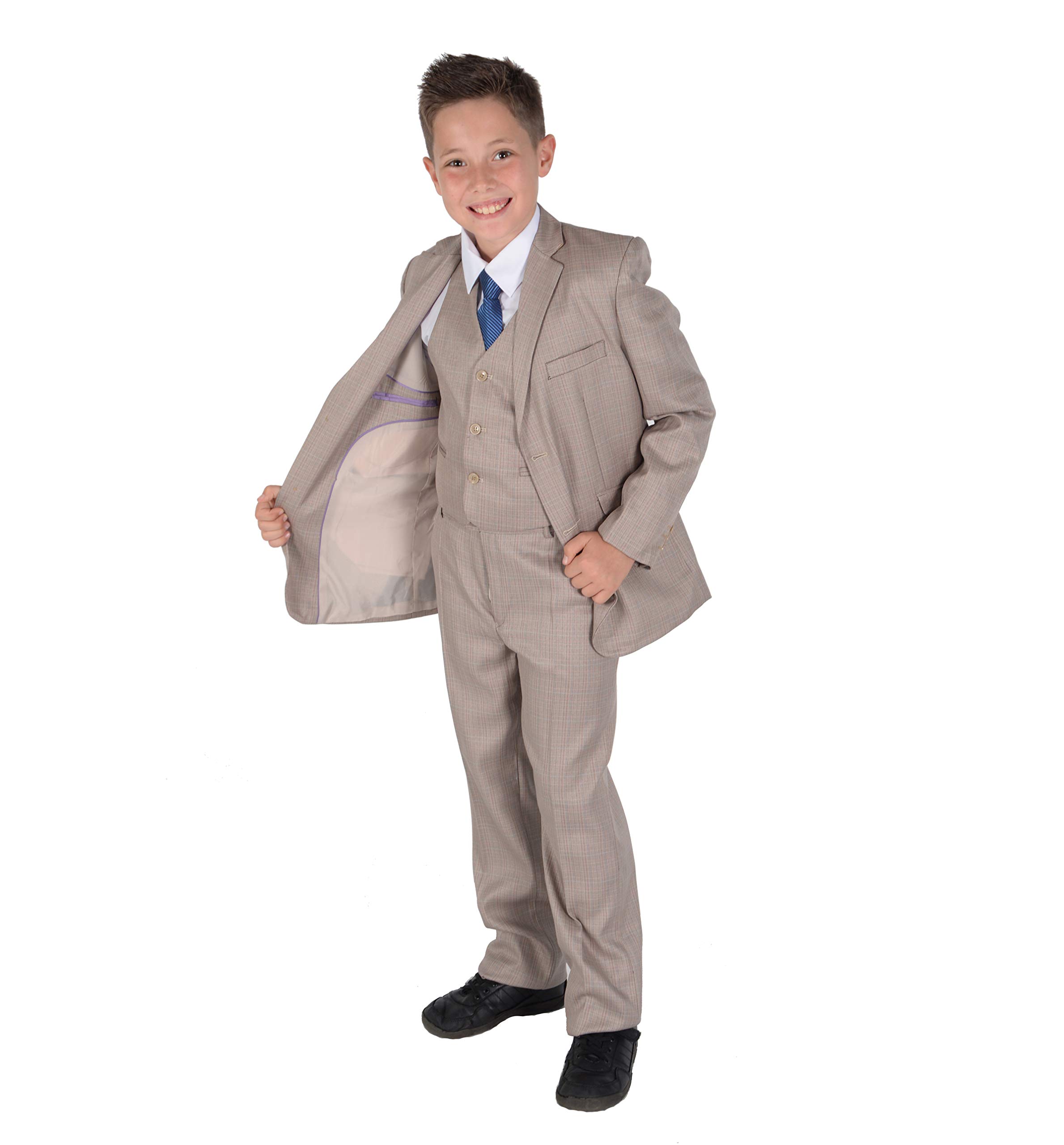 Boys Beige Suit 5-Piece Set for Wedding & Prom - Page Boy Party Outfit