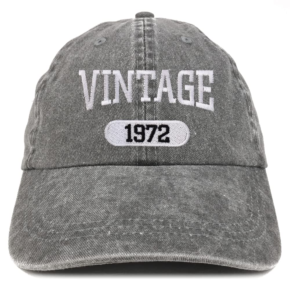 Vintage 1972 Embroidered Cotton Baseball Cap - 50th Birthday Gift for Men & Women - Pigment Dyed Washed Trendy Unisex Hat for Casual Wear, Outdoor Activities & Retro Fashion Lovers