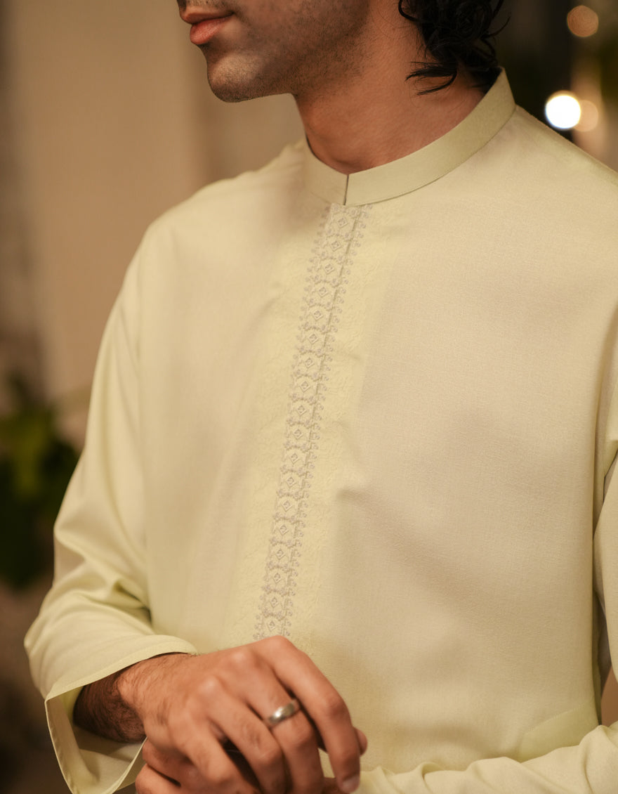 Stylish Blended Green Kurta by J. Junaid Jamshed - Perfect for Casual Wear, Festivals & Special Occasions