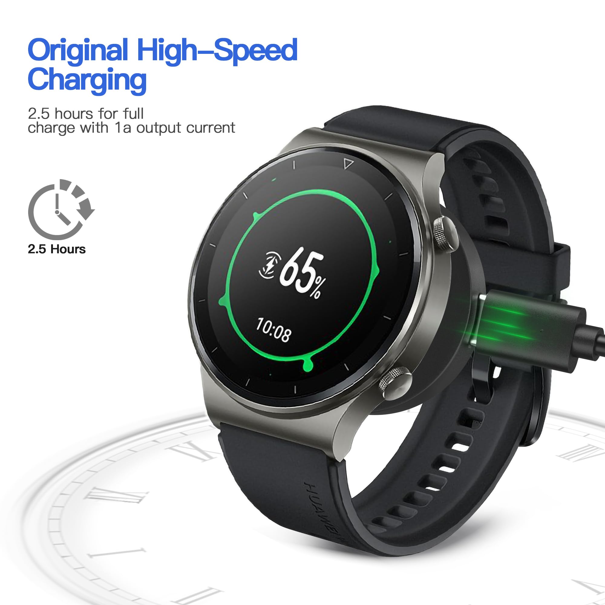 AWINNER Magnetic Charging Dock for Huawei Watch - Replacement USB Charger Cable & Adapter - Fast Charging Smartwatch Accessory (Black, 1 Pack) - Perfect for Home, Office & Travel Use