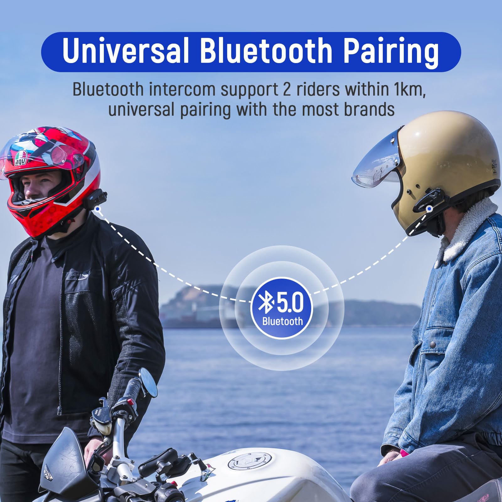 LEXIN MeshCom Motorcycle Bluetooth Headset - Mesh Group Helmet Communication System with Audio Multitasking, Music Sharing & IP67 Waterproof - Dual Pack for Riders (Ideal for Group Rides, Touring & Daily Commuting)