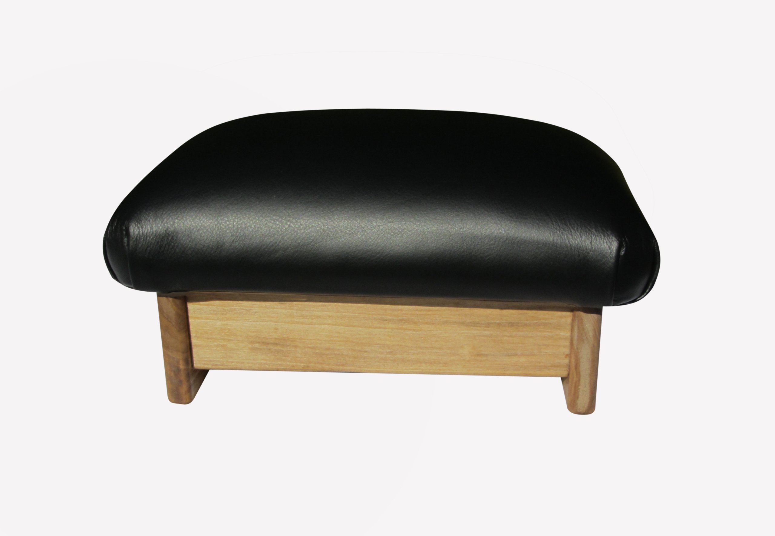 Premium Padded Foot Stool - Genuine Licorice Leather, Handcrafted in USA, 7