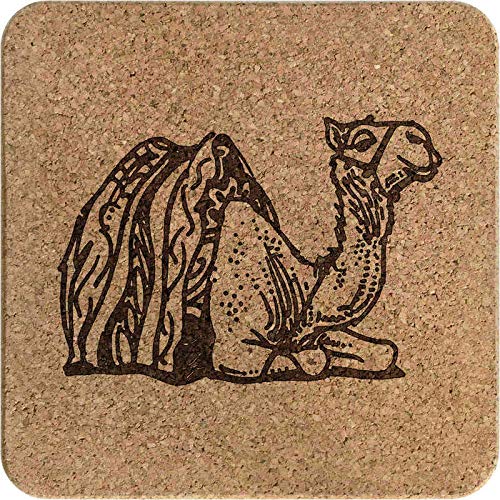 Azeeda 'Sitting Camel' Square Cork Trivet and Pot Stand - Heat Resistant Coaster for Hot Pans, Pots, and Dishes - Perfect for Kitchen, Dining Table, and Outdoor Picnics (TR00001619)