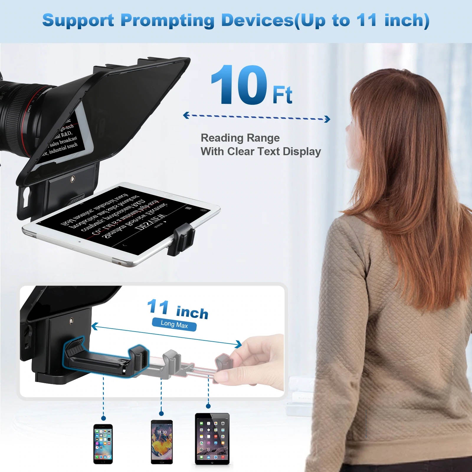 T3 Teleprompter for Smartphones, Tablets & DSLR Cameras - Professional Video Recording for YouTube, Live Streaming & Presentations