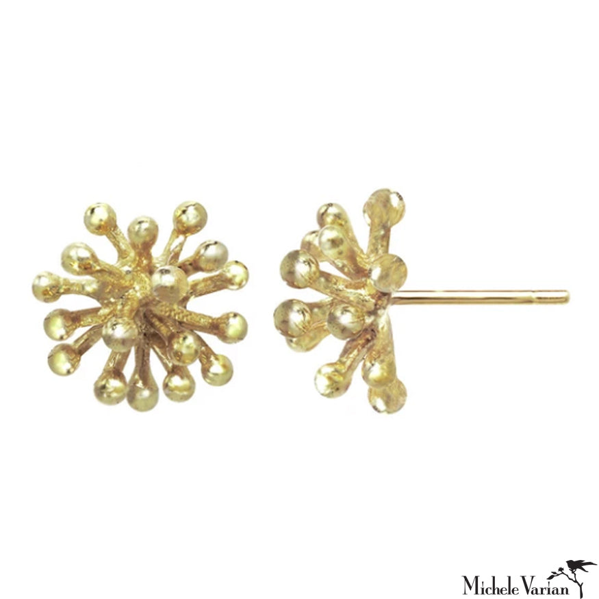 Gold Dandelion Stud Earrings for Women - Medium Size, Hypoallergenic & Elegant - Perfect for Everyday Wear, Parties & Gifts