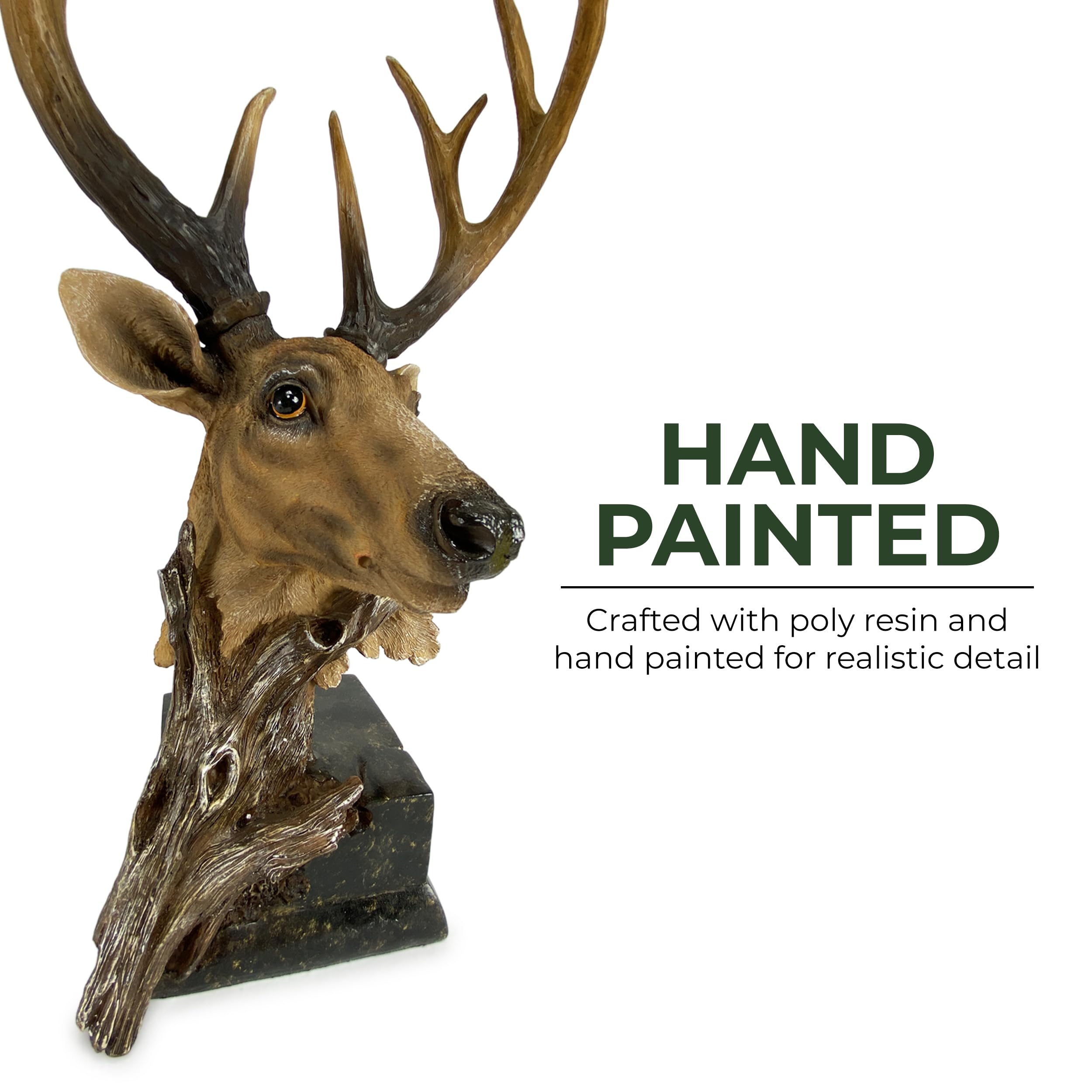 Rustic Deer Table Lamp & Desk Lamp - Hand Painted Poly Resin Home Decor for Living Room, Bedroom, Office - 40W Bulb Included - Perfect for Cozy Nights, Reading Nook & Cabin Decor