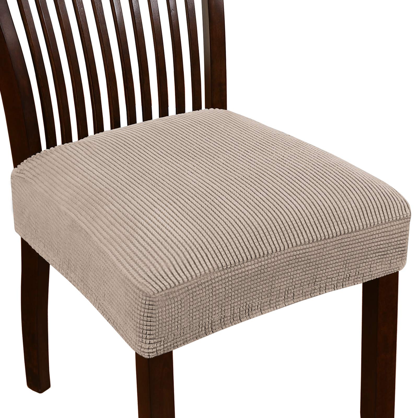 Turquoise Stretch Dining Chair Covers Set of 4 - Washable & Removable Kitchen Chair Slipcovers - Seat Protectors for Dining Room Chairs (Khaki) | Perfect for Family Gatherings & Dinner Parties