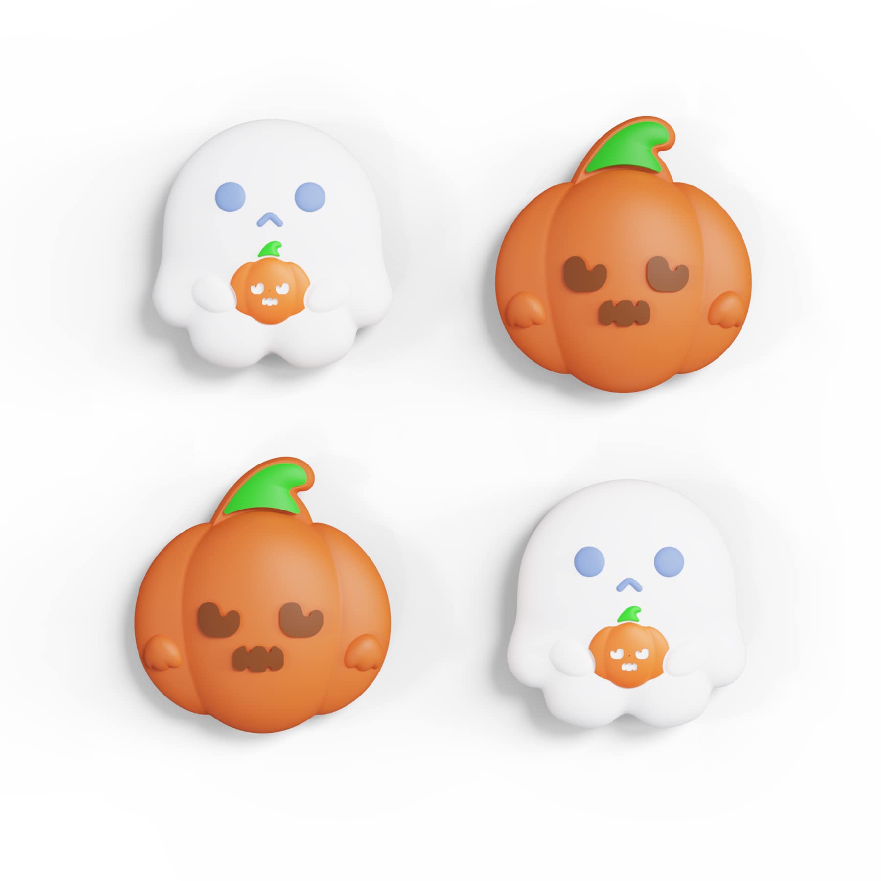 PlayVital Halloween Themed Joystick Caps for Nintendo Switch, Switch Lite & Switch OLED - Spooky Ghost with Pumpkin Design - Analog Thumb Grip Covers for Enhanced Gaming Comfort - Perfect for Halloween Gaming Parties & Spooky Game Nights
