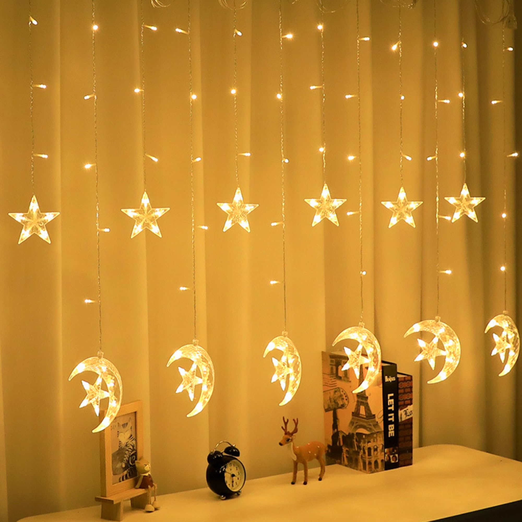 TW SHINE Ramadan Decorations - 138 LED Star Moon String Lights with Remote & 8 Modes, Ramadan Banner for Eid Al-Fitr Party Supplies (USB Powered) - Perfect for Home Decor, Mosque Lighting, and Ramadan Festival Celebrations