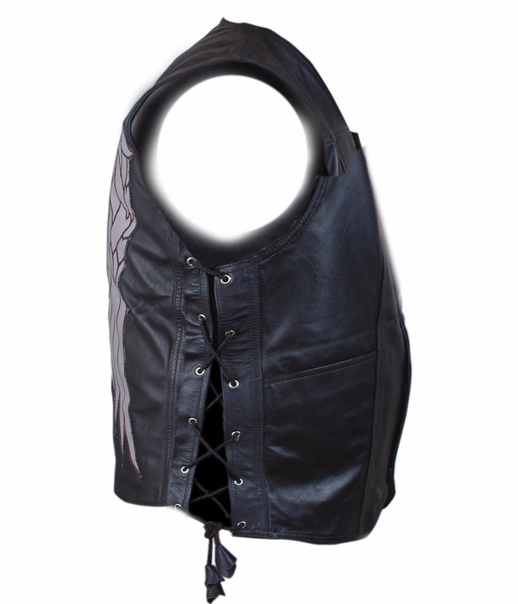 The Walking Dead Norman Reedus Angel Wings Biker Vest - Genuine Lambskin Leather Jacket for Cosplay & Motorcycle Riding | Perfect for Halloween, Comic Con & Biker Events