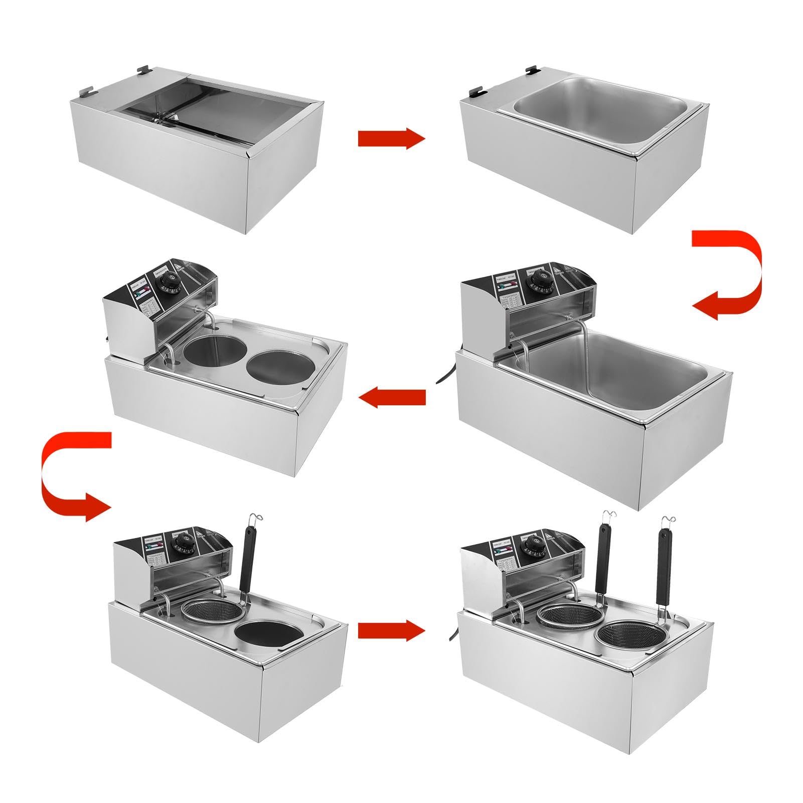 110V Commercial Pasta Cooker - 1500W Electric Noodle Cooker with Dual Baskets | 0°F-392°F Temperature Control | Professional Pasta & Dumpling Boiler for Restaurants, Cafes & Home Kitchens | Perfect for Cooking Spaghetti, Vegetables, Ramen & Asian Dumplings