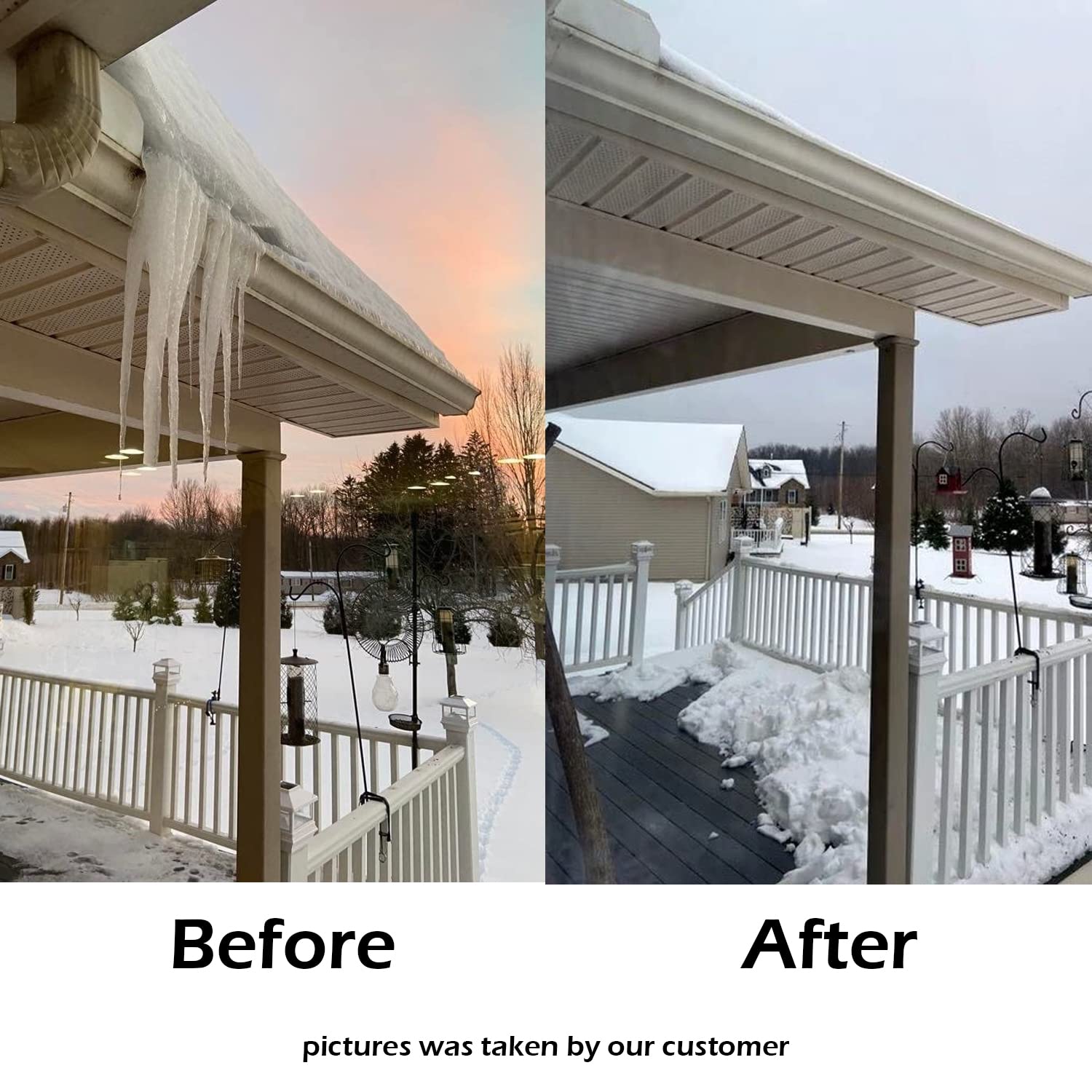Self-Regulating Roof Heat Cable & Snow De-Icing Kit - 8W/ft, 60ft Plug-in Ready Heat Tape for Roof & Gutters - Prevent Ice Dams & Winter Roof Damage - Perfect for Cold Climates, Snowy Regions & Home Winterization