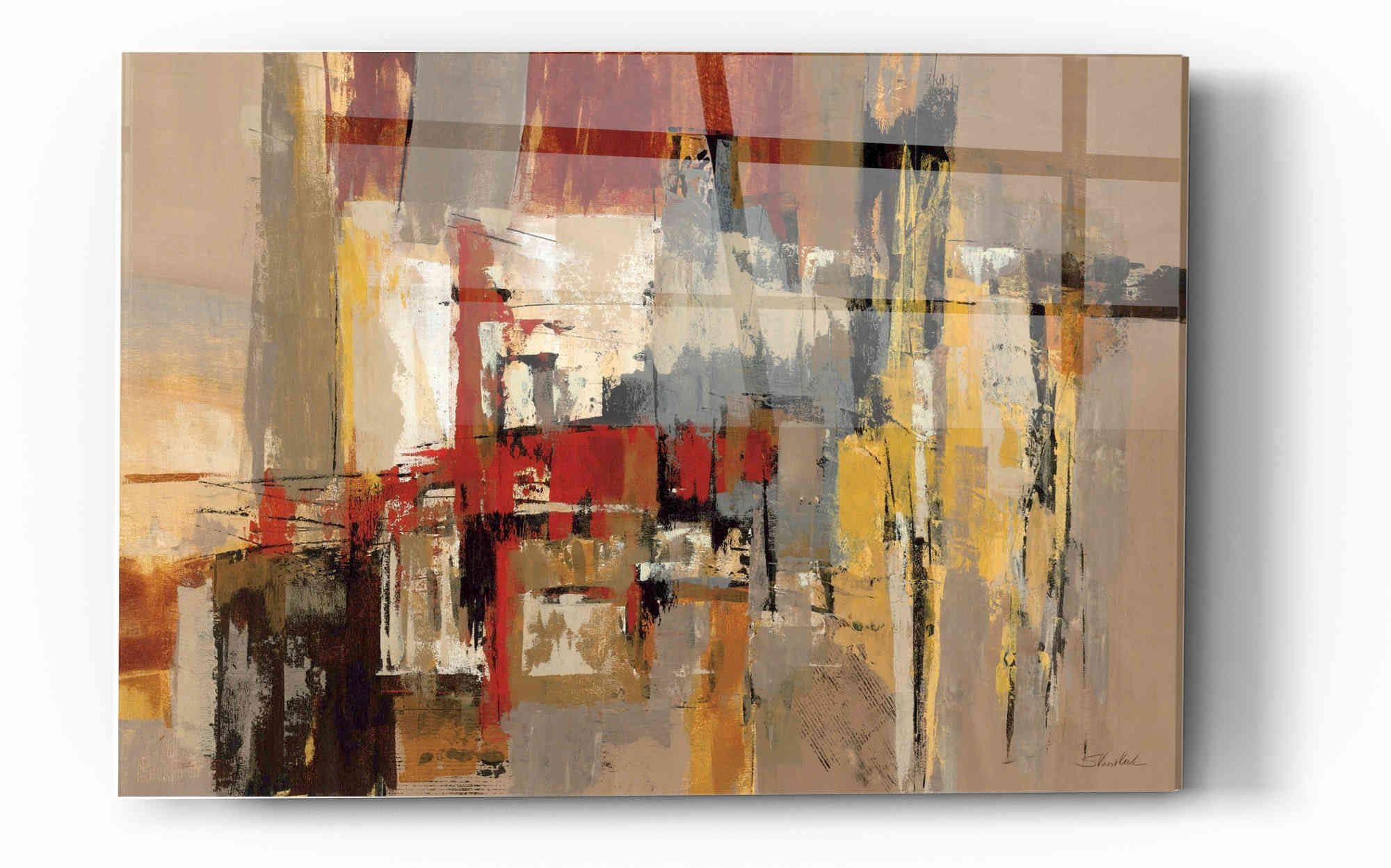 Silvia Vassileva 'Melody For Guitar And Sax' Acrylic Glass Wall Art - 16x24 Inches Modern Abstract Painting for Living Room, Bedroom & Office Decor