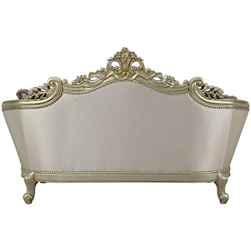 Acme Loveseat with Pillows - Cream Fabric & Golden Ivory for Cozy Living Room