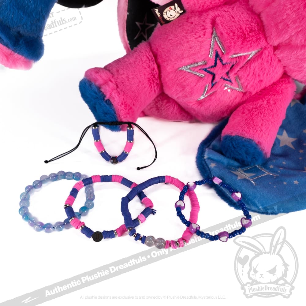 Plushie Dreadfuls Gemini Rabbit - Soft Stacking Friendship Bracelet for Zodiac Lovers, Best Friend Gifts & Everyday Wear