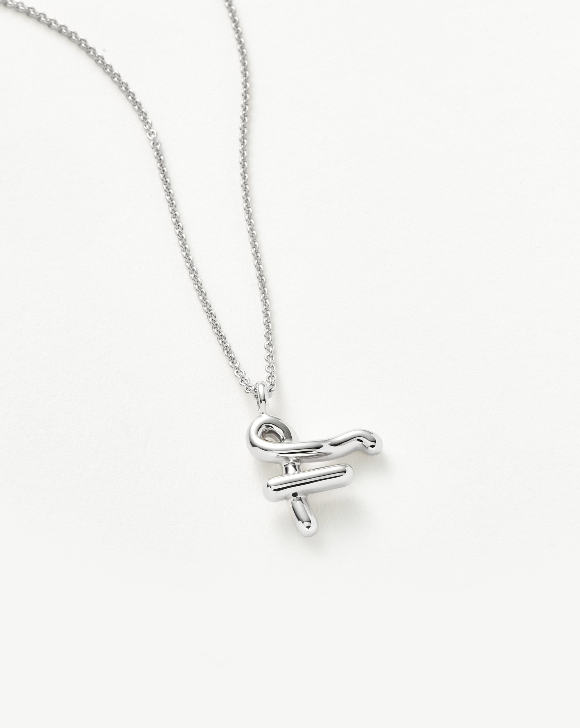Personalized Sterling Silver Curly Molten Initial Pendant Necklace - Custom Monogram Jewelry for Women, Gift for Her, Birthday, Anniversary, Valentine's Day
