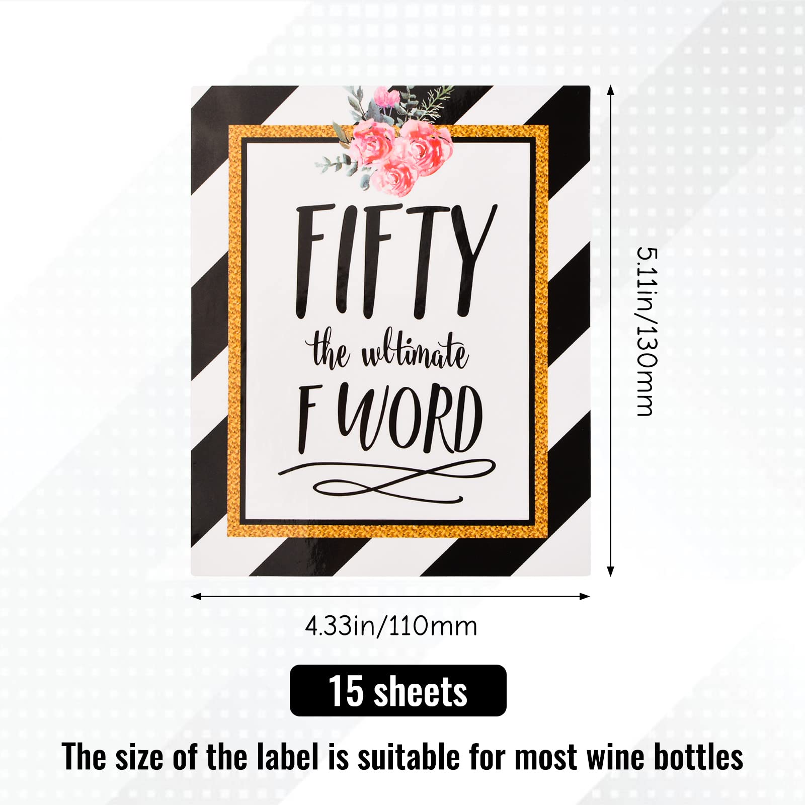 50th Birthday Party Wine & Beer Bottle Labels - 15 Sheets Cheers to 50 Years Stickers - Fun 50th Birthday Decoration Supplies for Men & Women - Perfect for Milestone Celebrations, Anniversary Parties & Retirement Gifts