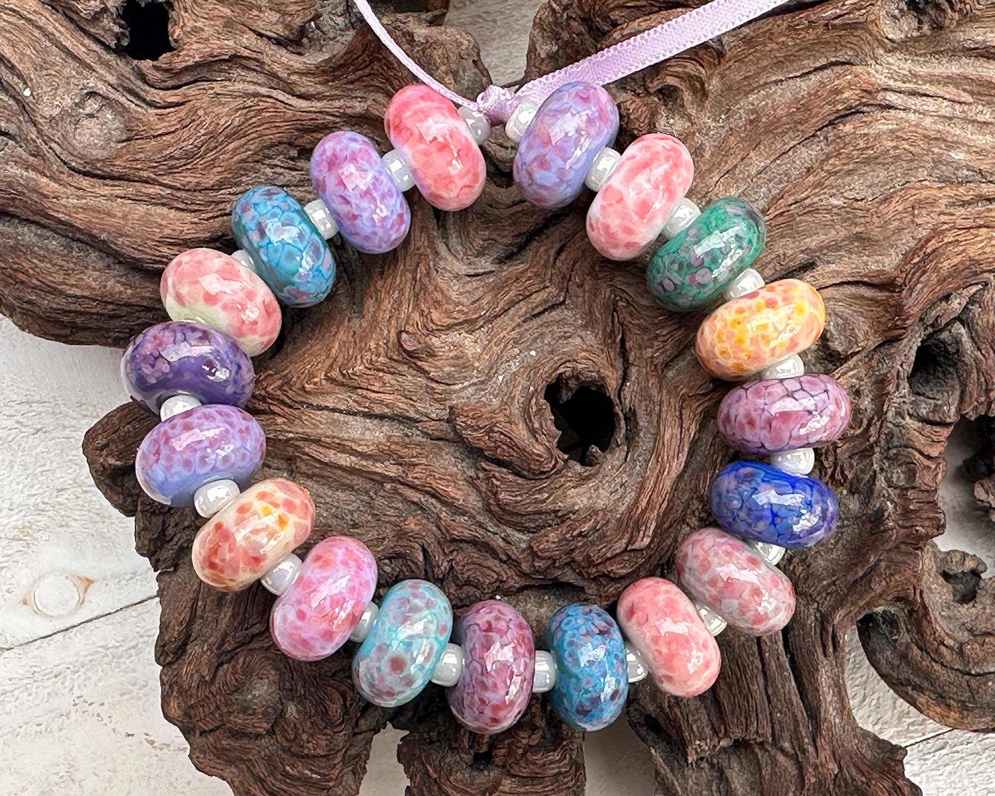 19pcs Candy Pink Lampwork Glass Beads Set for Jewelry Making - DIY Bracelets, Necklaces & Craft Projects - Perfect for Gifts & Home Decor