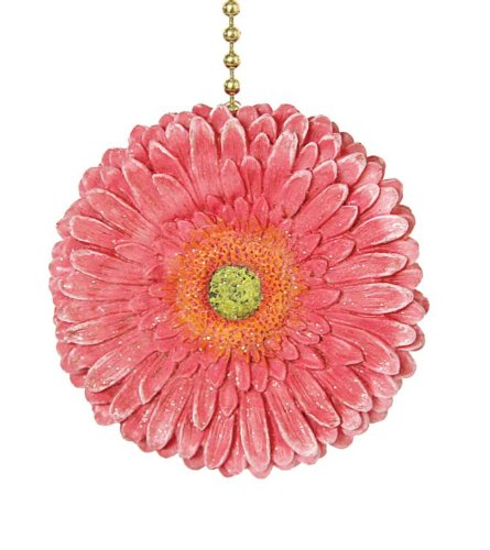Clementine Design Gerber Pink Daisy Ceiling Fan Light Pull Chain - Vintage Floral Ceiling Fan Accessories for Bedroom, Nursery & Home Decor