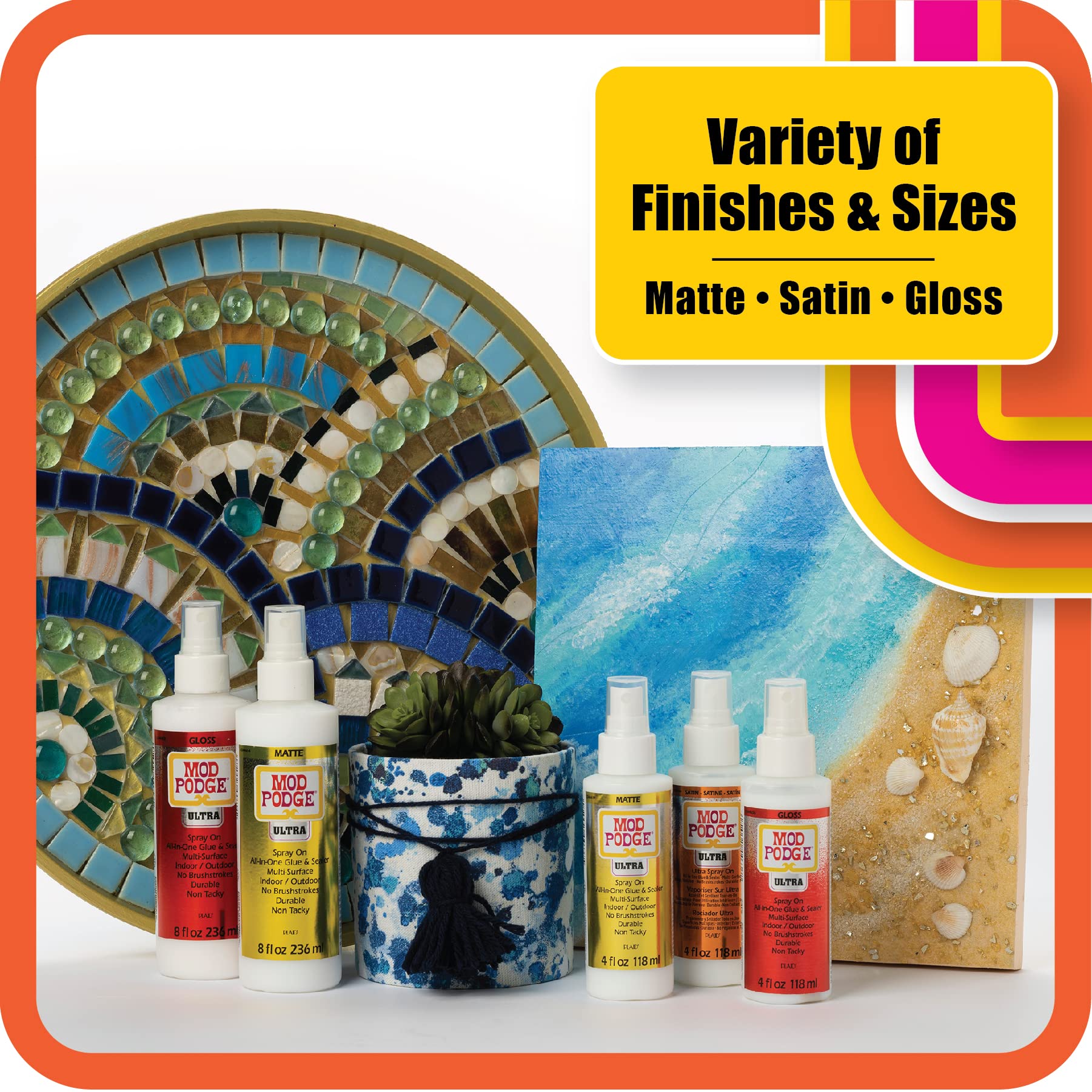 Mod Podge Ultra Satin Glue - 4 fl oz Premium Acrylic Sealer for DIY Arts & Crafts - Easy to Apply Clear Sealant - Perfect for Scrapbooking, Decoupage & Home Decor Projects