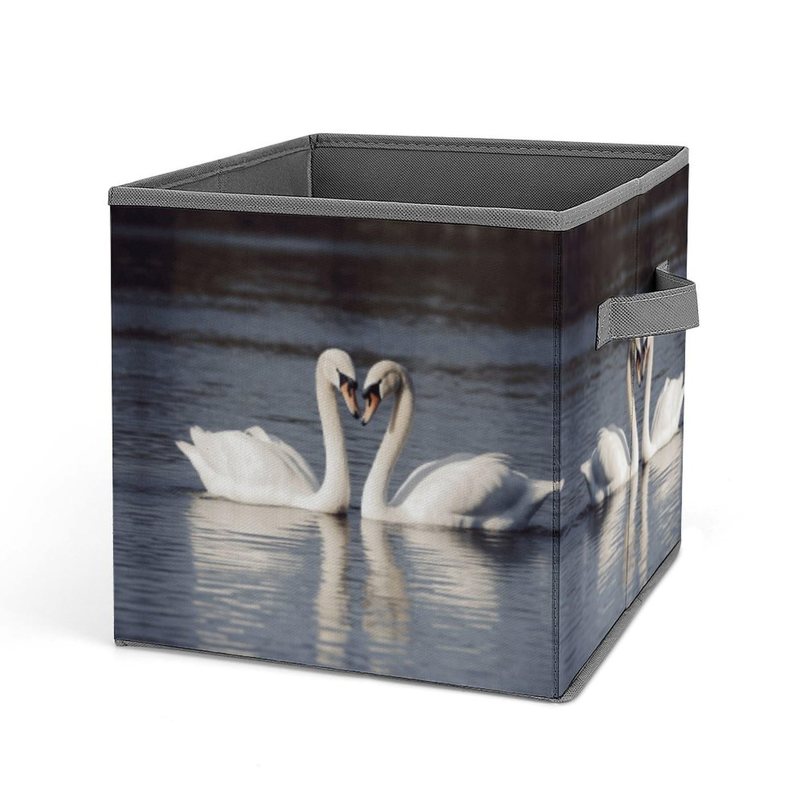 Foldable White Swan Storage Bins with Handles - Clothes Organizer for Cabinet, Shelf & Closet - Perfect for Bedroom, Nursery & Dorm Organization