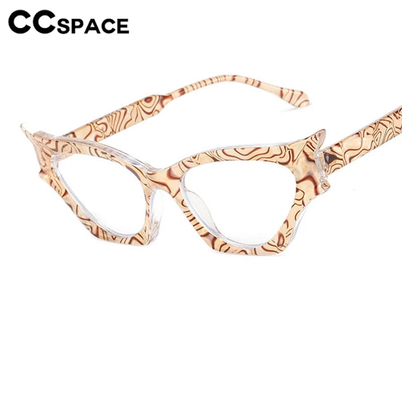 CCspace Women's Full Rim Oval Cat Eye Polycarbonate Eyeglasses Frame 300887 - Stylish Retro Glasses for Office, Reading & Fashion Accessories