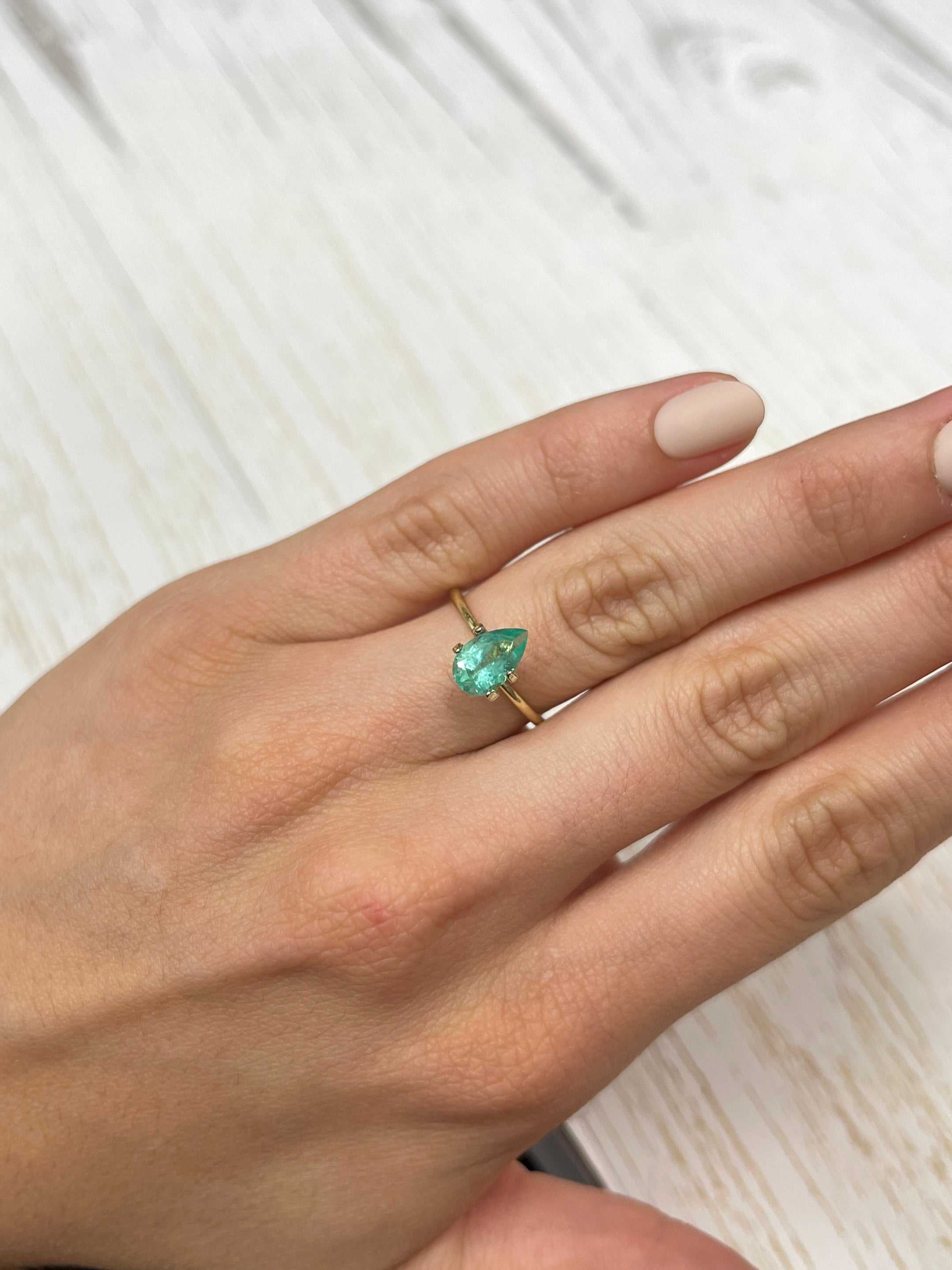 1.36 Carat Light Bluish Green Natural Loose Colombian Emerald Pear Cut Gemstone for Jewelry Making & Engagement Rings | Premium Loose Emerald for Collectors & Designers