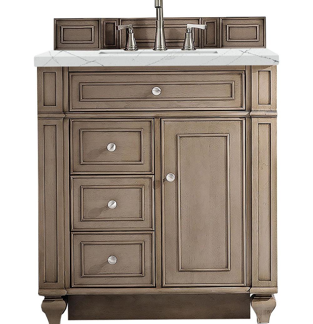 James Martin Vanities Bristol Collection 30-Inch Single Bathroom Vanity in Whitewashed Walnut with Countertop Options - Perfect for Modern Bathroom Remodeling and Home Renovation Projects